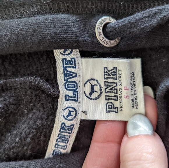 PINK Sequin Black Hoodie S - Picture 2 of 5